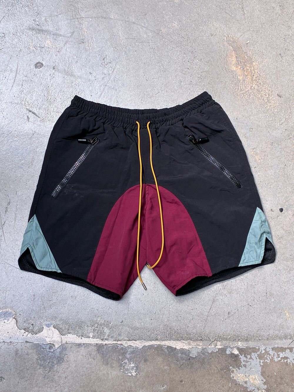 Rhude Panel Swim Shorts Black/Maroon (Small) (Pre-Owned)